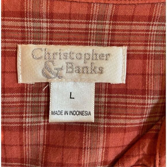 Christopher & Banks Plaid Jacket with Button Up Front, Pockets Shoulder Pads GUC - Picture 3 of 4